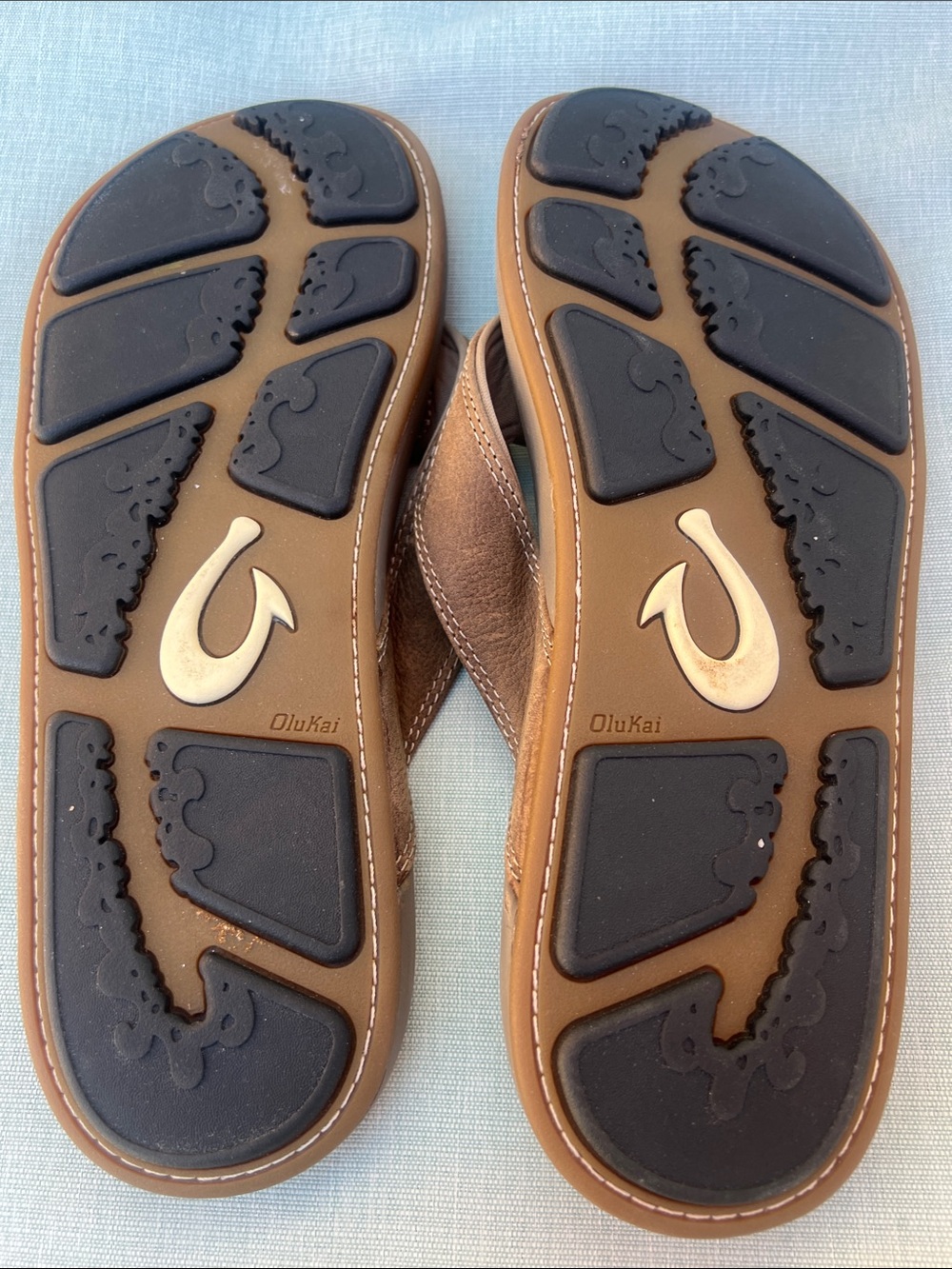 EUC OluKai Men’s Brown Leather Thong Sandals sz 12 - Picture 4 of 4